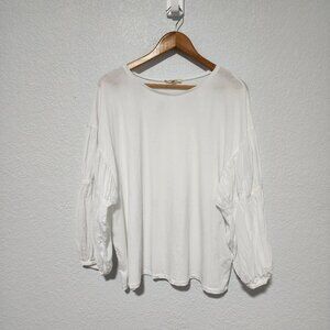Madewell Women's White Top Puff Sleeves Shirt Size XXL Minimalist